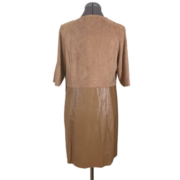 Tuzzi Brown Faux Leather and Suede Long Top Size 8 - Picture 3 of 16